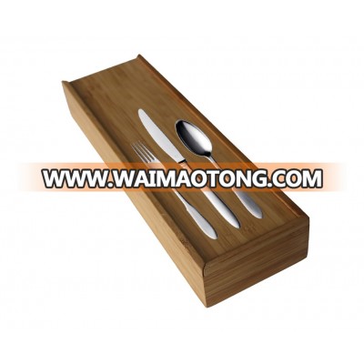 Bamboo Wood Knife Storage Box Drawer Organizer with Lid