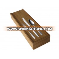 Bamboo Wood Knife Storage Box Drawer Organizer with Lid