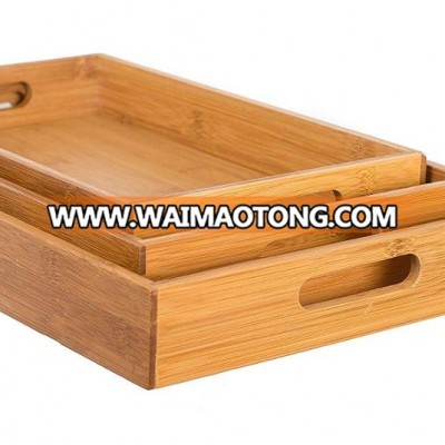 Home  Basic Bamboo Tea Tray Dinner Bed Tray Bamboo Serving Tray Set of 3